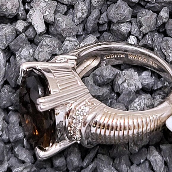 Judith Ripka Smoky Quartz and Silver Ring - Picture 6 of 13